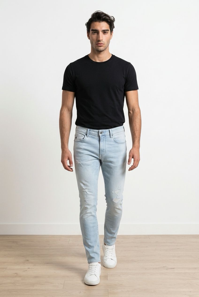 G-Star Raw Distressed Slim Fit Jeans -Light Blue