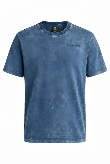 G-Star Raw Blue Acid Wash T-Shirt - Organic Cotton Crew Neck - Blue