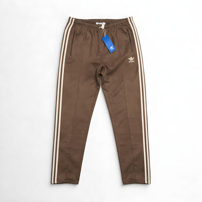 Adidas Originals Beckenbauer Track Pants — Earth Brown / Cream