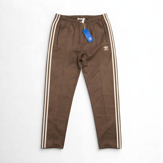 Adidas Originals Beckenbauer Track Pants — Earth Brown / Cream