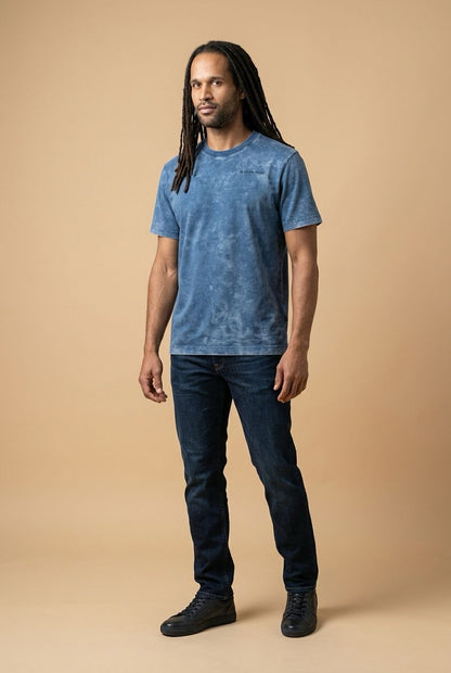 G-Star Raw Blue Acid Wash T-Shirt - Organic Cotton Crew Neck - Blue