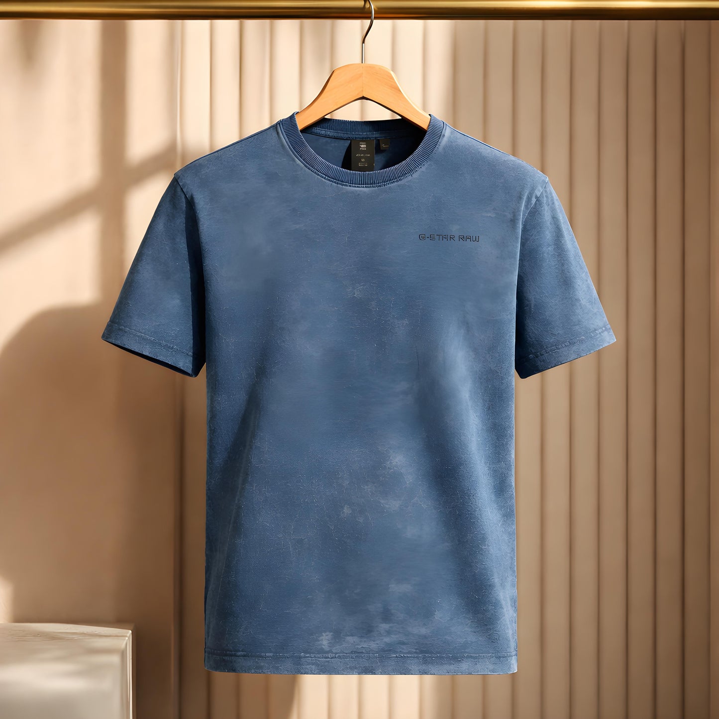 G-Star Raw Blue Acid Wash T-Shirt - Organic Cotton Crew Neck - Blue