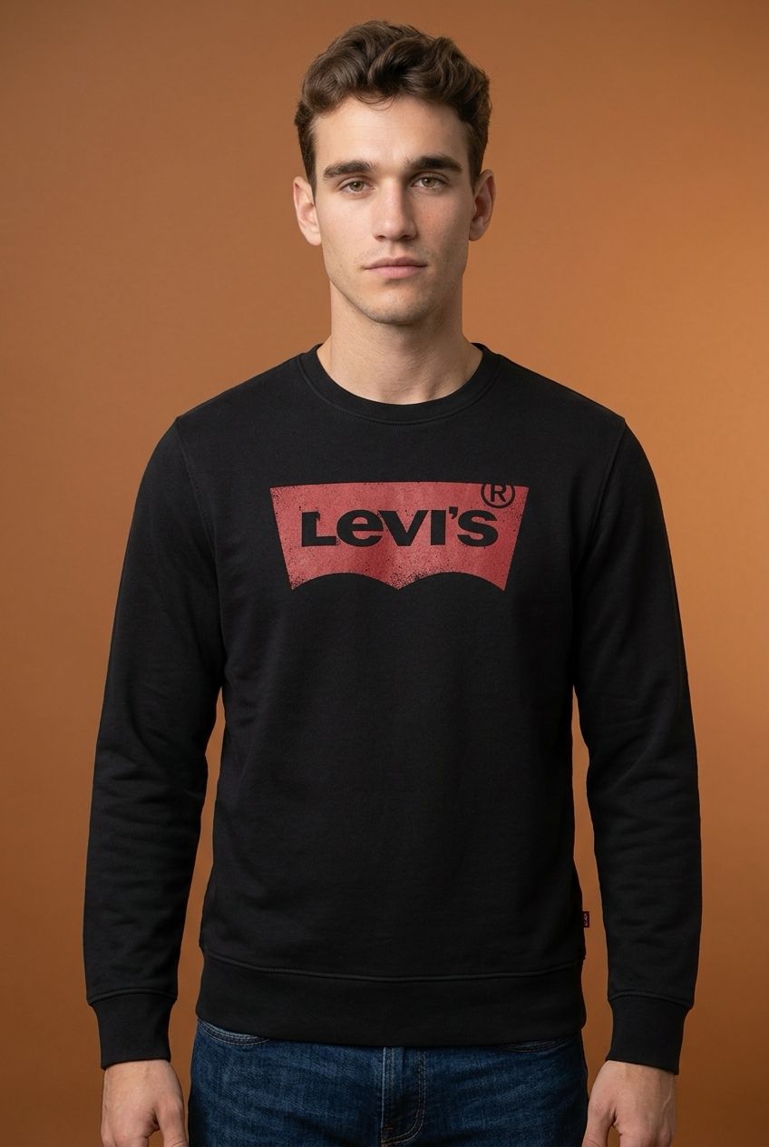 Levi’s Black Red Batwing Logo Crewneck Sweatshirt - Black