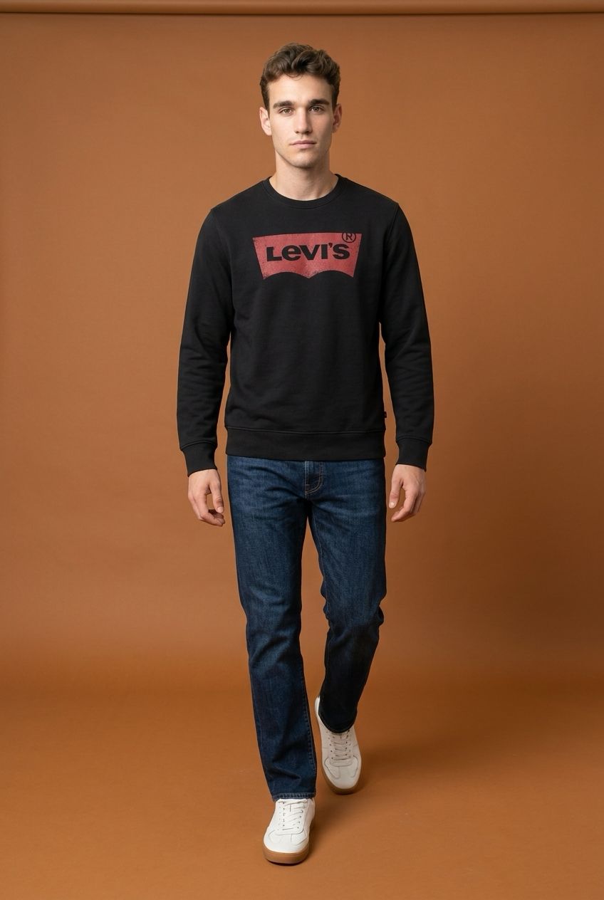Levi’s Black Red Batwing Logo Crewneck Sweatshirt - Black