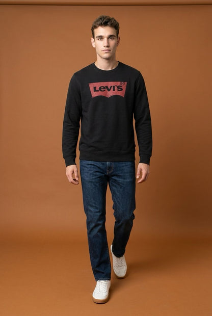 Levi’s Black Red Batwing Logo Crewneck Sweatshirt - Black