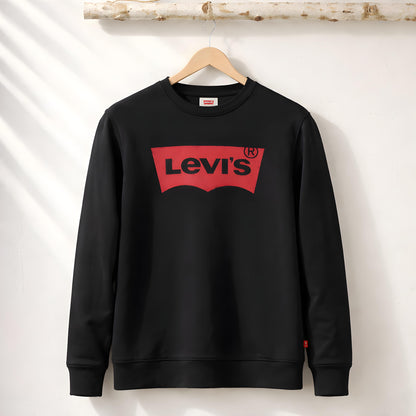 Levi’s Black Red Batwing Logo Crewneck Sweatshirt - Black