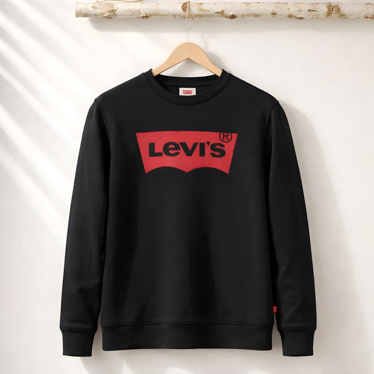 Levi’s Black Red Batwing Logo Crewneck Sweatshirt - Black
