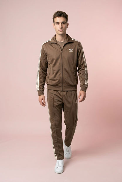 Adidas Originals Beckenbauer Track Pants — Earth Brown / Cream