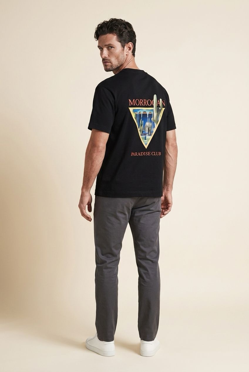 Rose London Moroccan Paradise Club Graphic T-Shirt - Black
