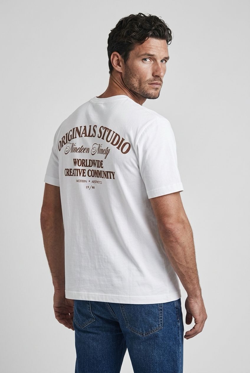 Jack & Jones Originals Studio Worldwide Graphic T-Shirt — White