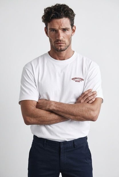 Jack & Jones Originals Studio Worldwide Graphic T-Shirt — White