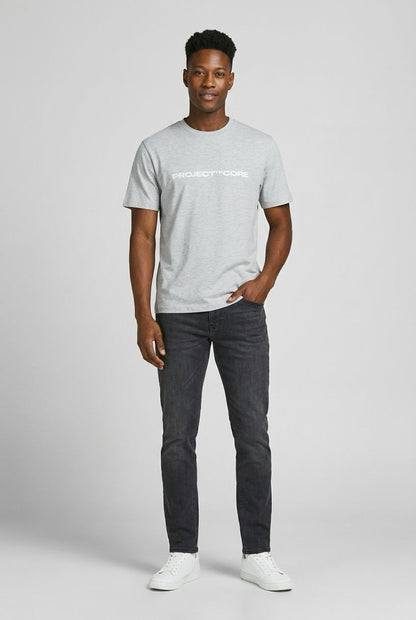 Jack & Jones Project Core Logo T-Shirt — Grey Marl