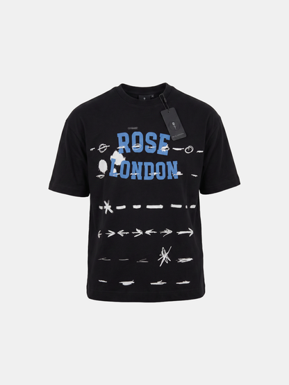 Rose London' Graphic Oversize T-Shirt - Black