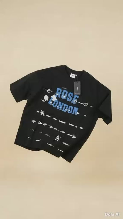 Rose London' Graphic Oversize T-Shirt - Black