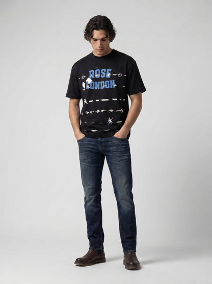 Rose London' Graphic Oversize T-Shirt - Black