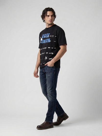 Rose London' Graphic Oversize T-Shirt - Black